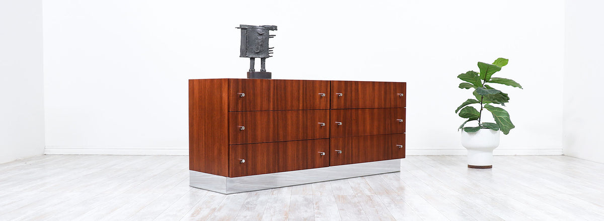 Milo Baughman Rosewood & Chrome Dresser for Thayer Coggin