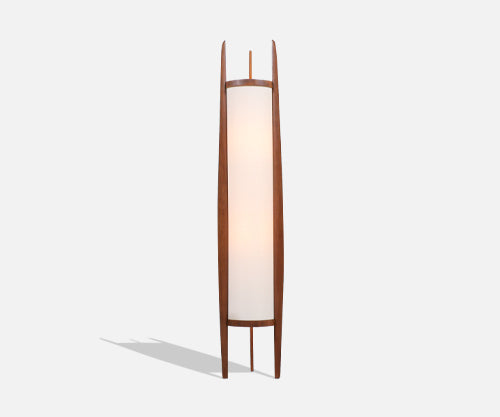 California Modern Sculpted Walnut Floor Lamp by Modeline