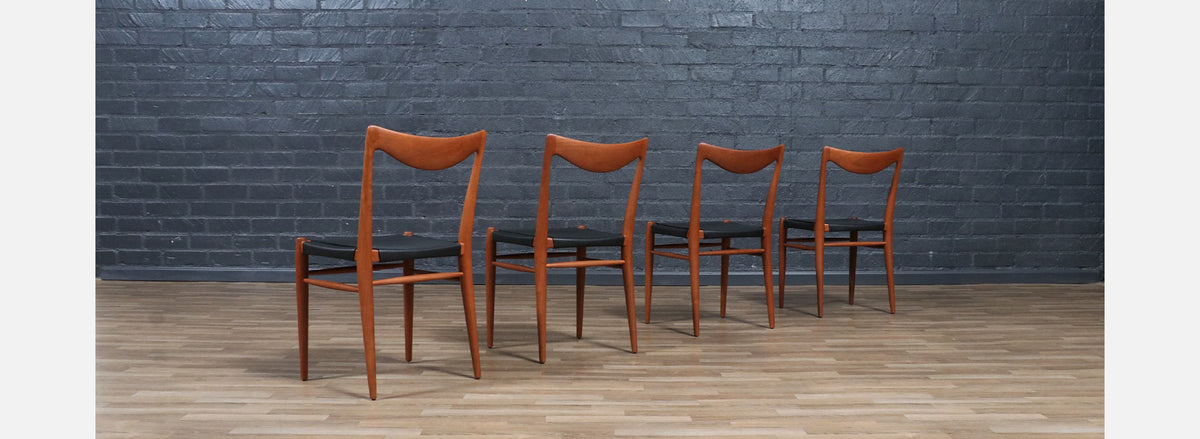 Rolf Rastad & Adolf Relling “Bambi” Teak & Leather Dining Chairs