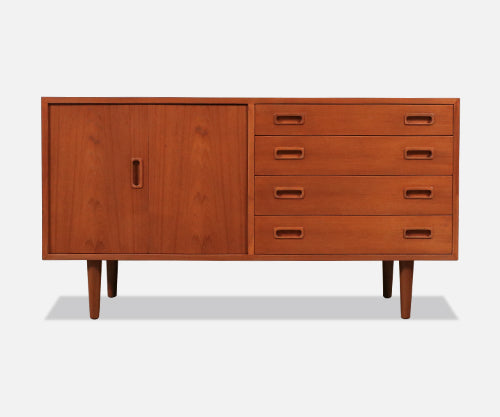 Carlo Jensen Bi-Folding Door Teak Credenza for Hundevad & Co.