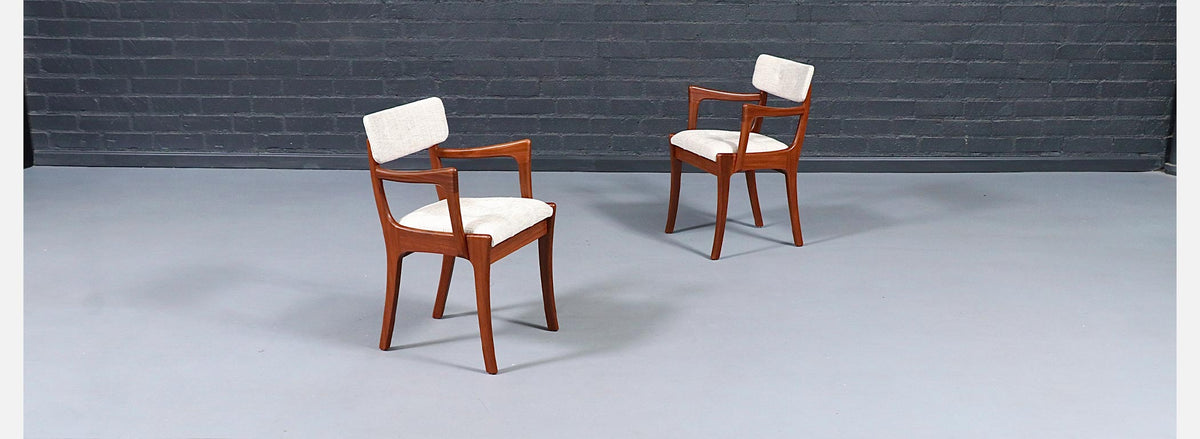 Mid Century Modern Teak & Tweed Dining Chairs by Peter Hayward 