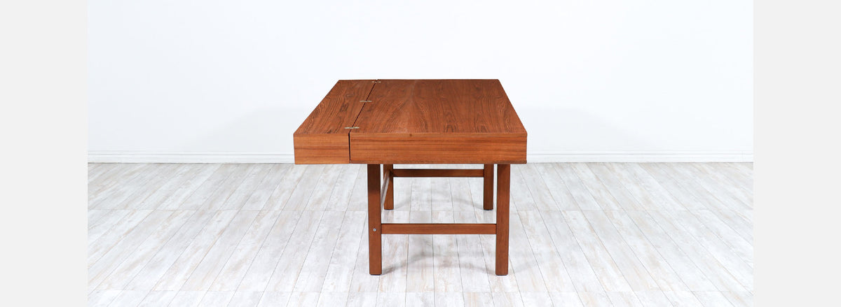 Danish Modern Flip-Top Partners Executive Teak Desk by Peter Løvig Nielsen