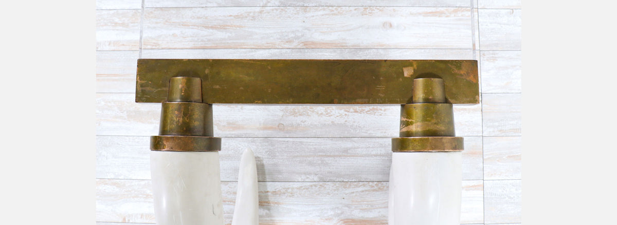 1970s Modernist Faux Elephant Tusk Brass & Lucite Console Table