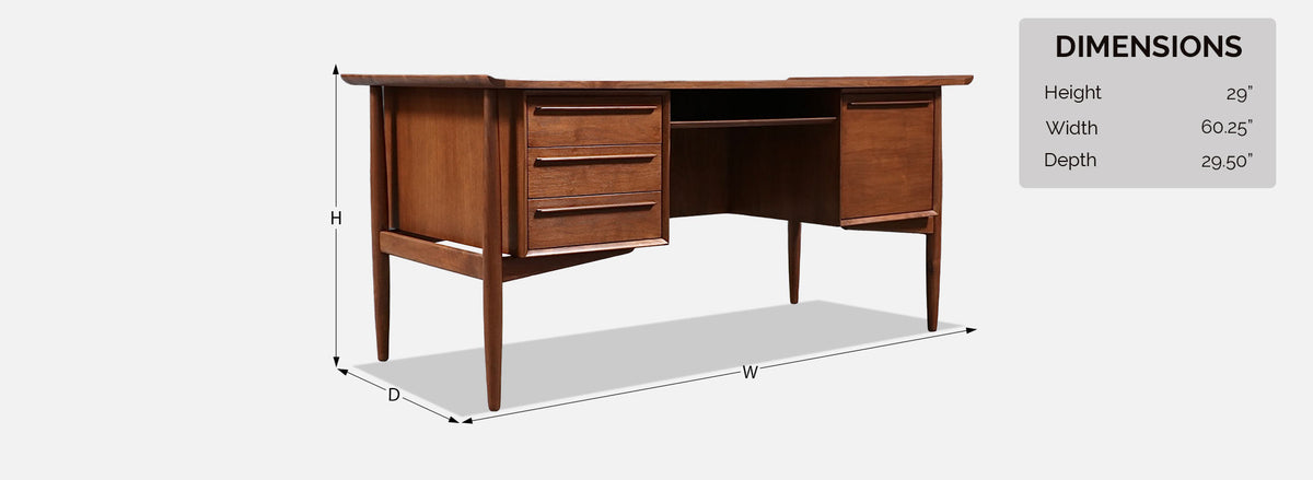 Svend A. Madsen Executive Walnut Desk w/ Bookcase for H.P. Hansen