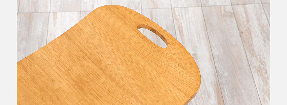 Mid-Century Modern Sculpted Primavera Wood Stool