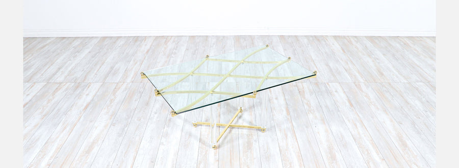 Charles Hollis Jones "Treillage" Brass & Lucite Coffee Table