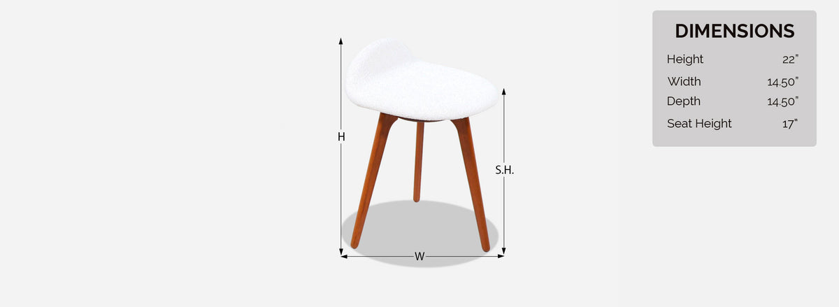 Danish Modern Teak & Wool Boucle Stools by Erik Buch