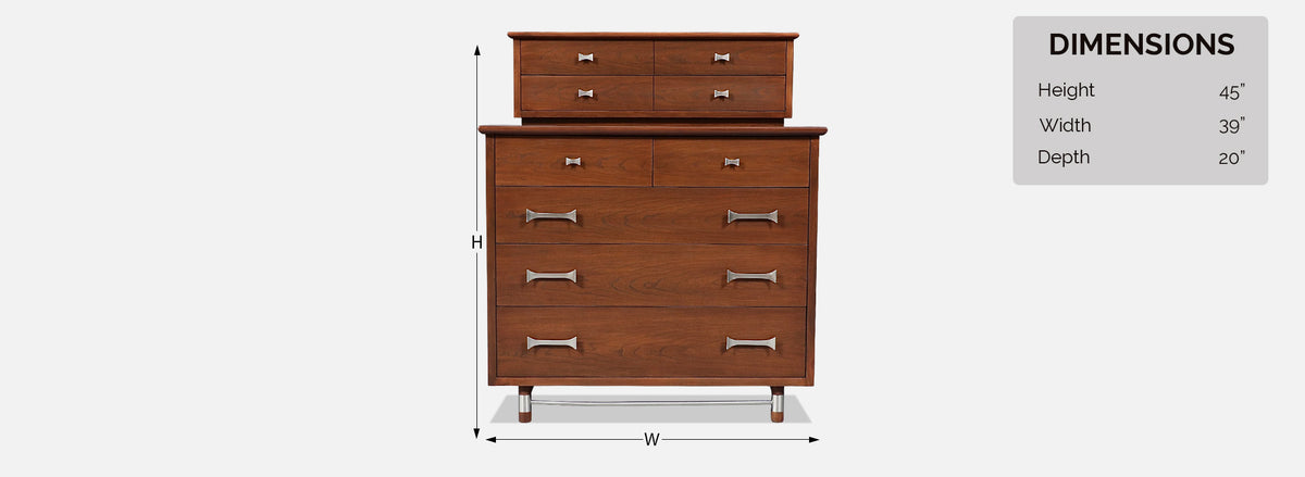 Mid-Century Modern Sculpted Highboy Dresser by Weiman