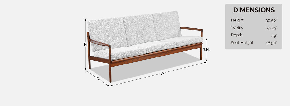 Ib Kofod-Larsen Sculpted Exoskeleton Walnut Sofa for Selig