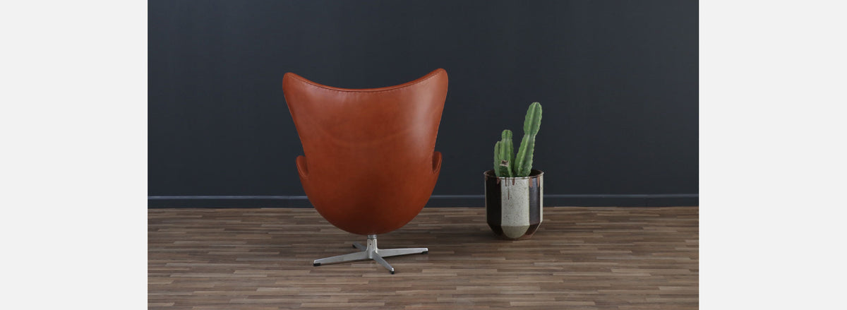 Vintage Arne Jacobsen Cognac Leather "Egg" Chair 
