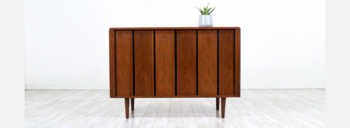 Vintage Mid-Century Modern Tambour-Door Credenza by Barzilay