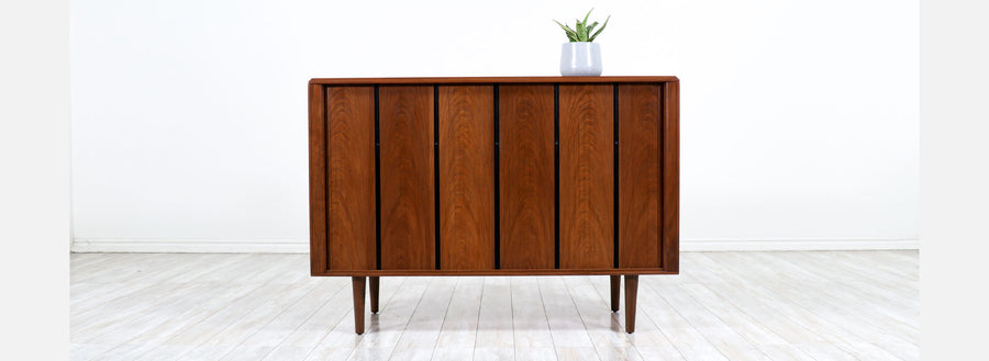 Vintage Mid-Century Modern Tambour-Door Credenza by Barzilay