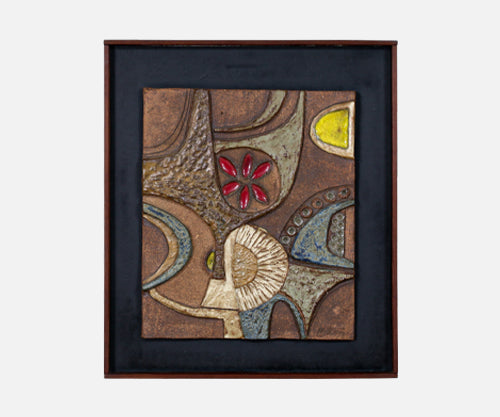 California Modernist Ceramic Plaque Wall Art by Frank Matranga