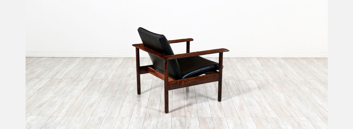 Nordic Modern Sculpted Rosewood Reclining Lounge Chair