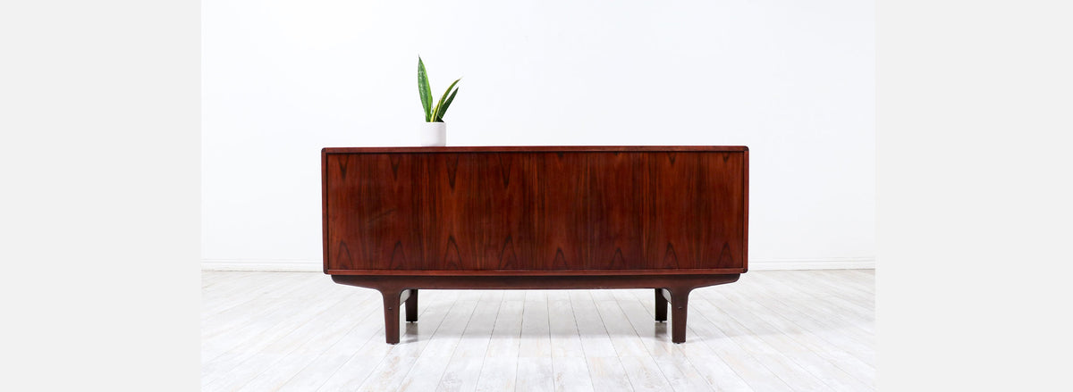 Danish Modern Rosewood Tambour-Door Credenza by Dyrlund