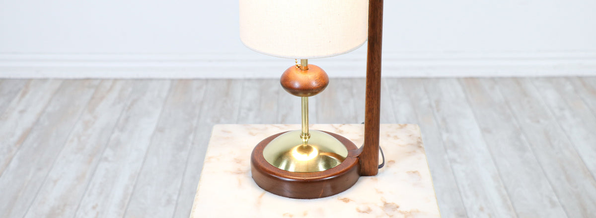 Modeline of California Modern Sculpted Walnut & Brass Table Lamp