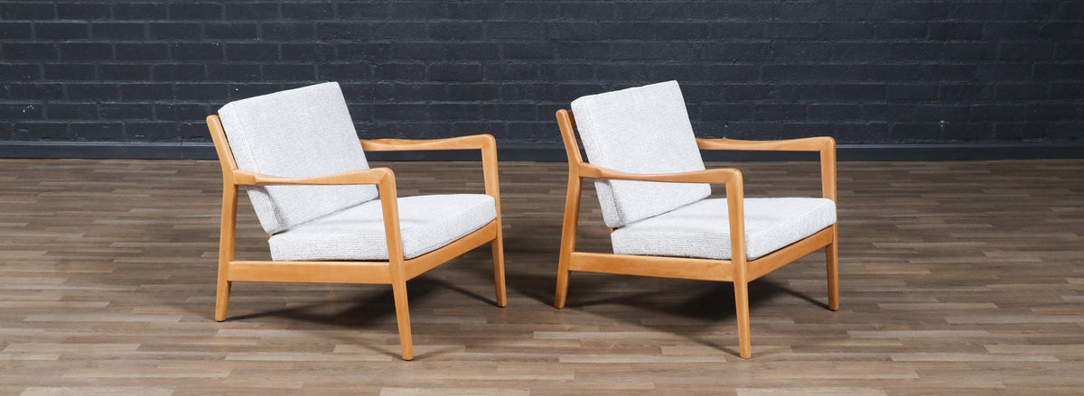 Folke Ohlsson Model "Tema 1" Beechwood Lounge Chairs for Dux
