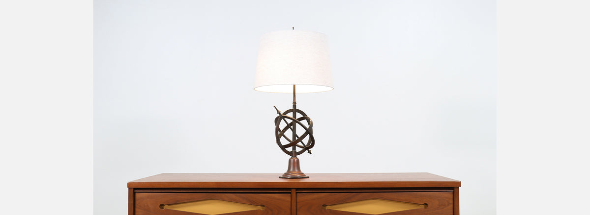 Vintage Bronze Armillary Sphere Table Lamp 