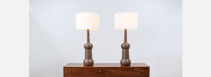 Large Mid-Century Modern Glazed Ceramic Lamps by Jane & Gordon Martz