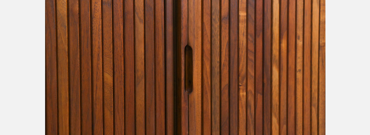 California Modernist Tambour-Door Credenza by Milo Baughman