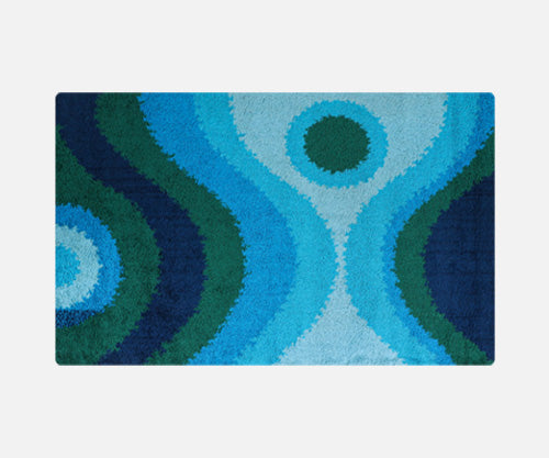 Large Danish Modern Hand-Knotted Blue/Green Wool Rug by Rya