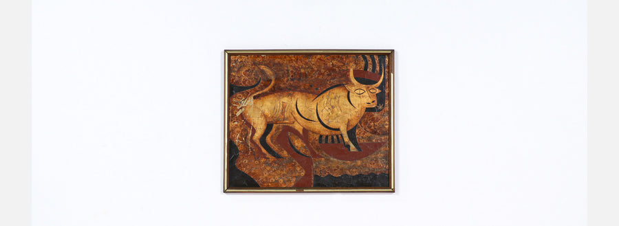 Mid-Century Modern Abstract Bull Painting by Larry Maschino
