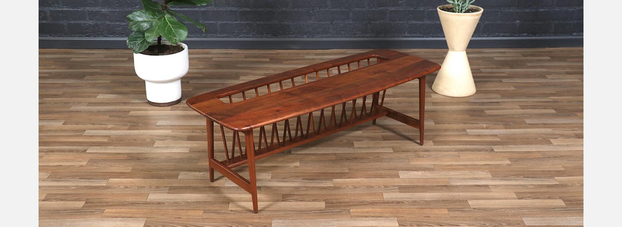 Arthur Umanoff Spindle Coffee Table w/ Magazine Shelf