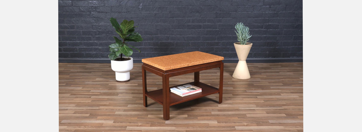 Paul Frankl Cork Top Two-Tier Side Table for Johnson Furniture 