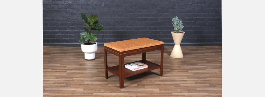 Paul Frankl Cork Top Two-Tier Side Table for Johnson Furniture 