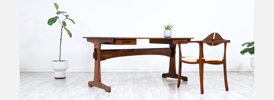 American Modern Studio Craft Sculpted Walnut Executive Desk