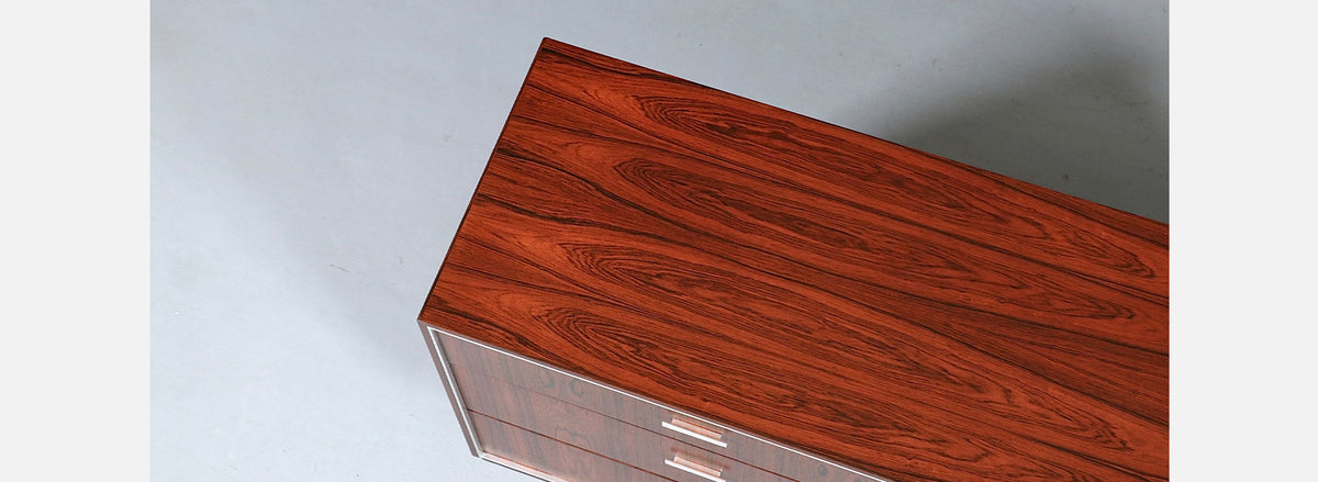 Danish Modern Rosewood Dresser w/ Steel Accents by Falster