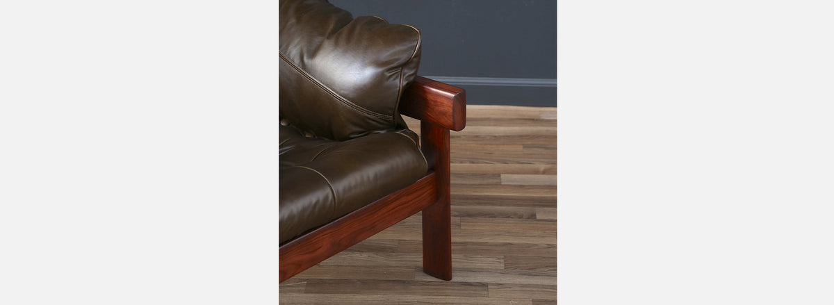 Percival Lafer MP-41 Series Dark Olive Green Leather Lounge Chairs