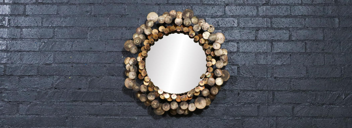 Vintage Curtis Jere "Cloud" Brass Mirror for Artisan House, Signed