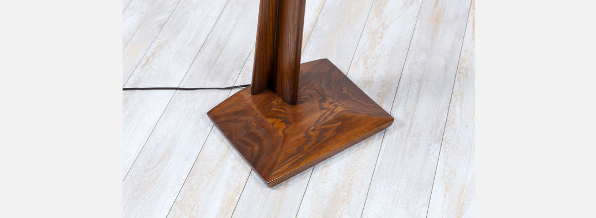 Mid-Century Modern Sculpted Floor Lamp with Brass Accents 