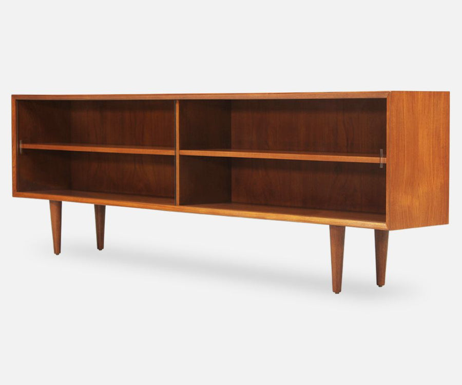 Danish Modern Low-Profile Teak  Bookcase With Glass Door