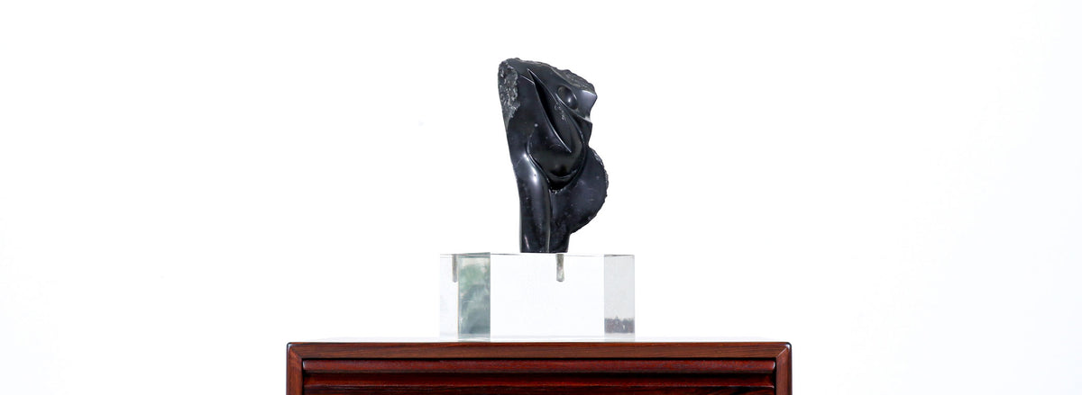 Mid-Century Modern Abstract Stone Sculpture on Lucite Base