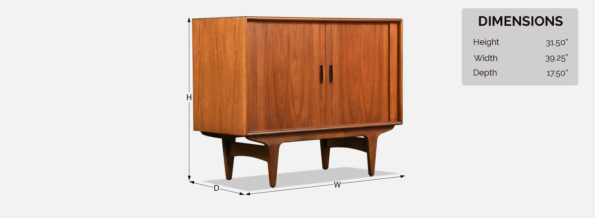 Danish Modern Teak Tambour-Door Cabinet