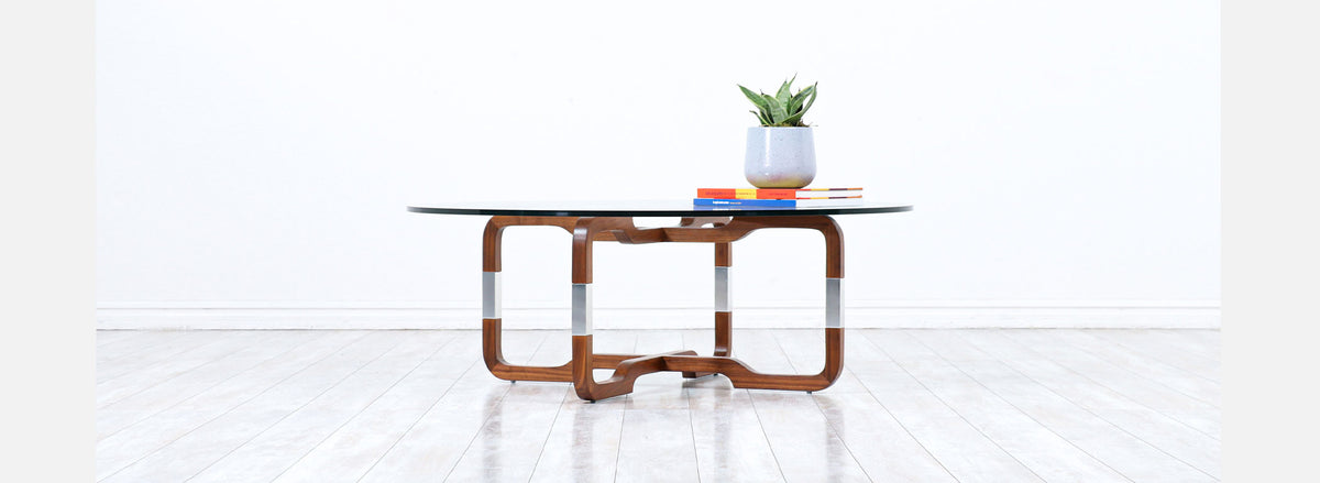 Mid-Century Modern Sculpted Walnut Coffee Table by Brown Saltman