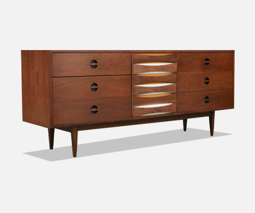 Mid-Century Modern Dresser w/ Lacquered Bowtie Drawers