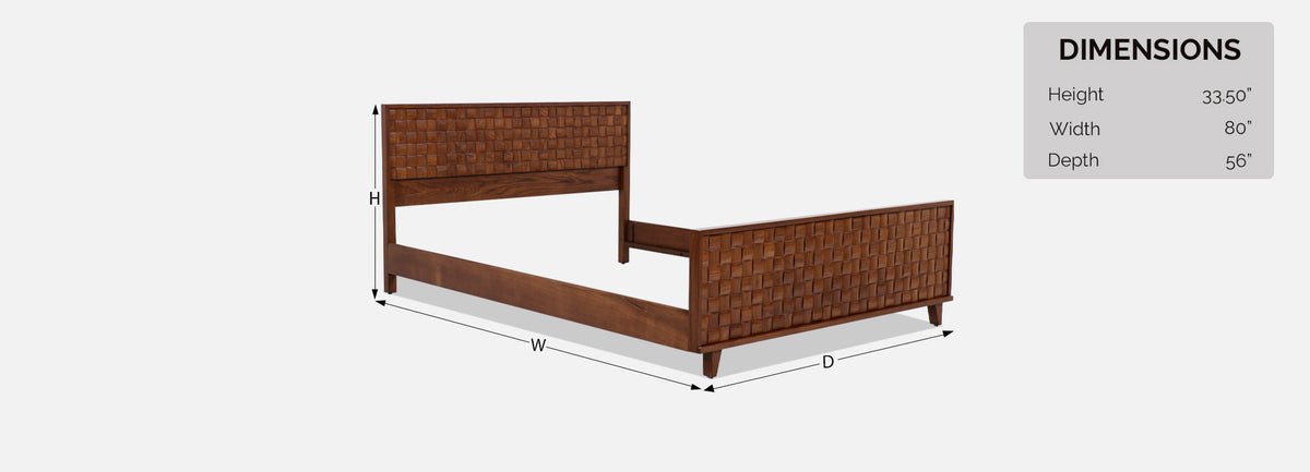 Paul Laszlo "Basket Weave" Full-Size Bed Frame for Brown Saltman