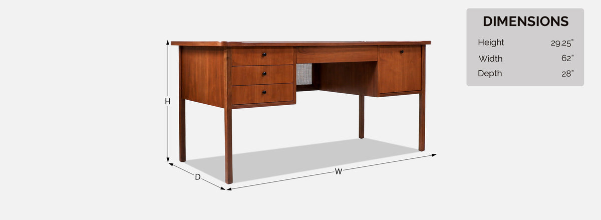Jack Cartwright Walnut & Cane Executive Desk for Founders Co.