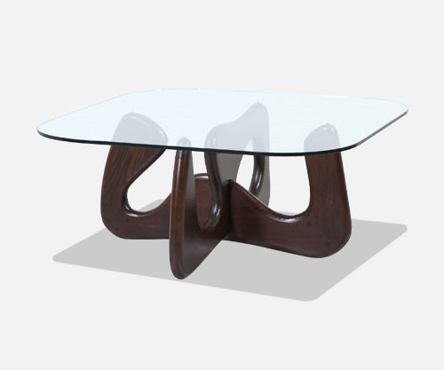 Mid-Century Modern Biomorphic Coffee Table with Glass Top 