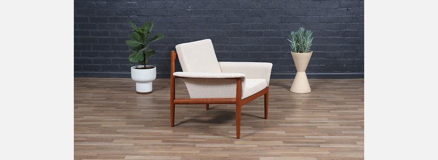 Grete Jalk Teak & Tweed Lounge Chair for France & Søn