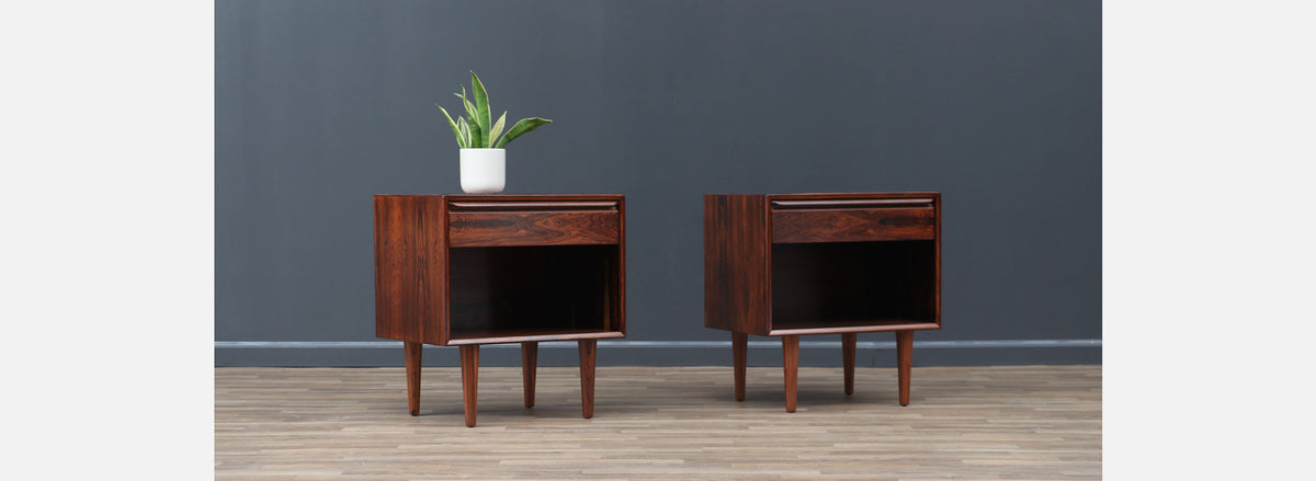 Mid-Century Rosewood Night Stands with Bookcase by Westnofa