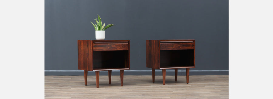 Mid-Century Rosewood Night Stands with Bookcase by Westnofa