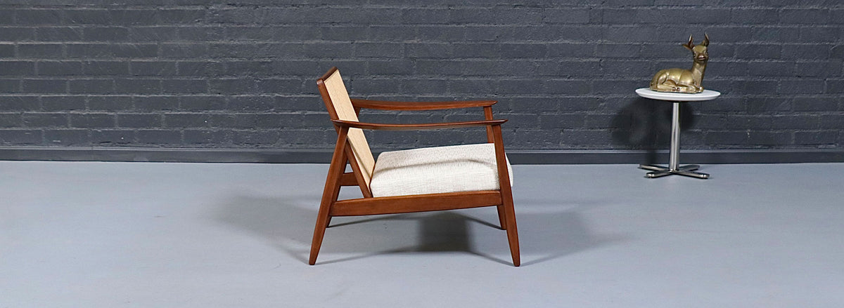 Folke Ohlsson Cane & Tweed Lounge Chair for Dux