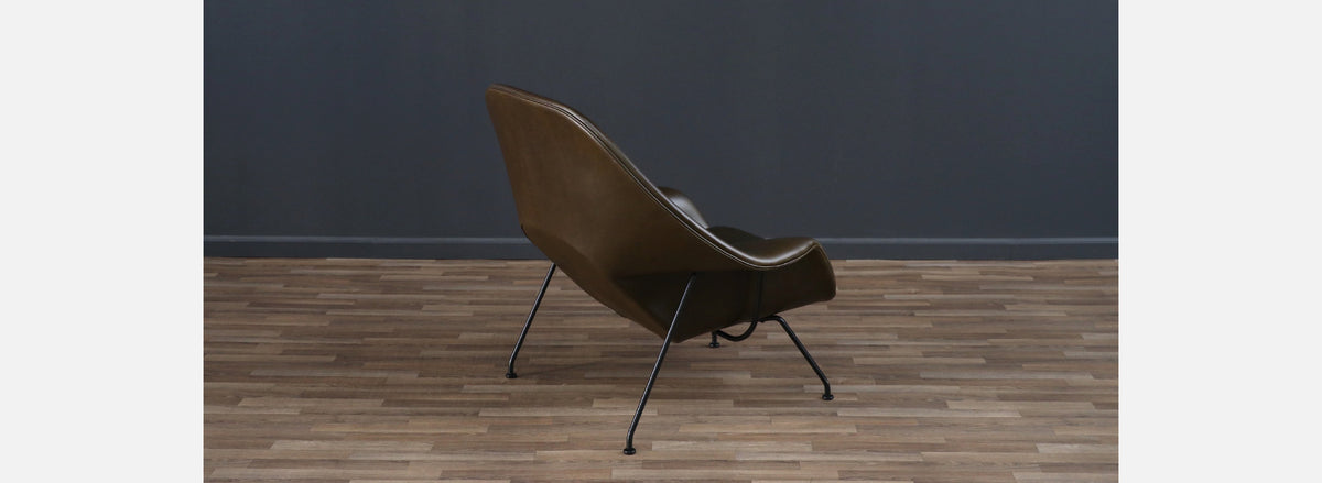Early Eero Saarinen "Womb" Forest Green Leather Chair for Knoll