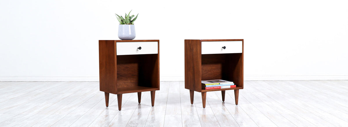 Milo Baughman Two-Tone Lacquered Night Stands for Glenn of California