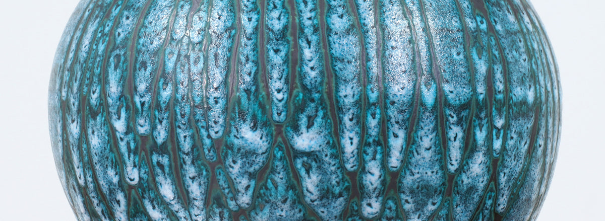 Mid-Century Modern Turquoise Glaze Ceramic Table Lamp