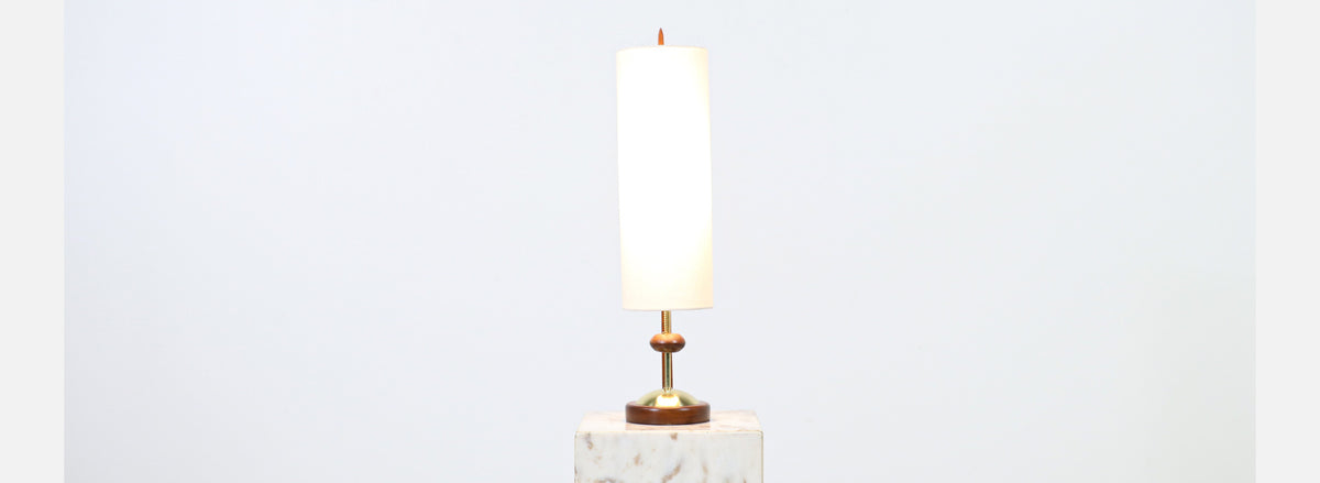 Modeline of California Modern Sculpted Walnut & Brass Table Lamp